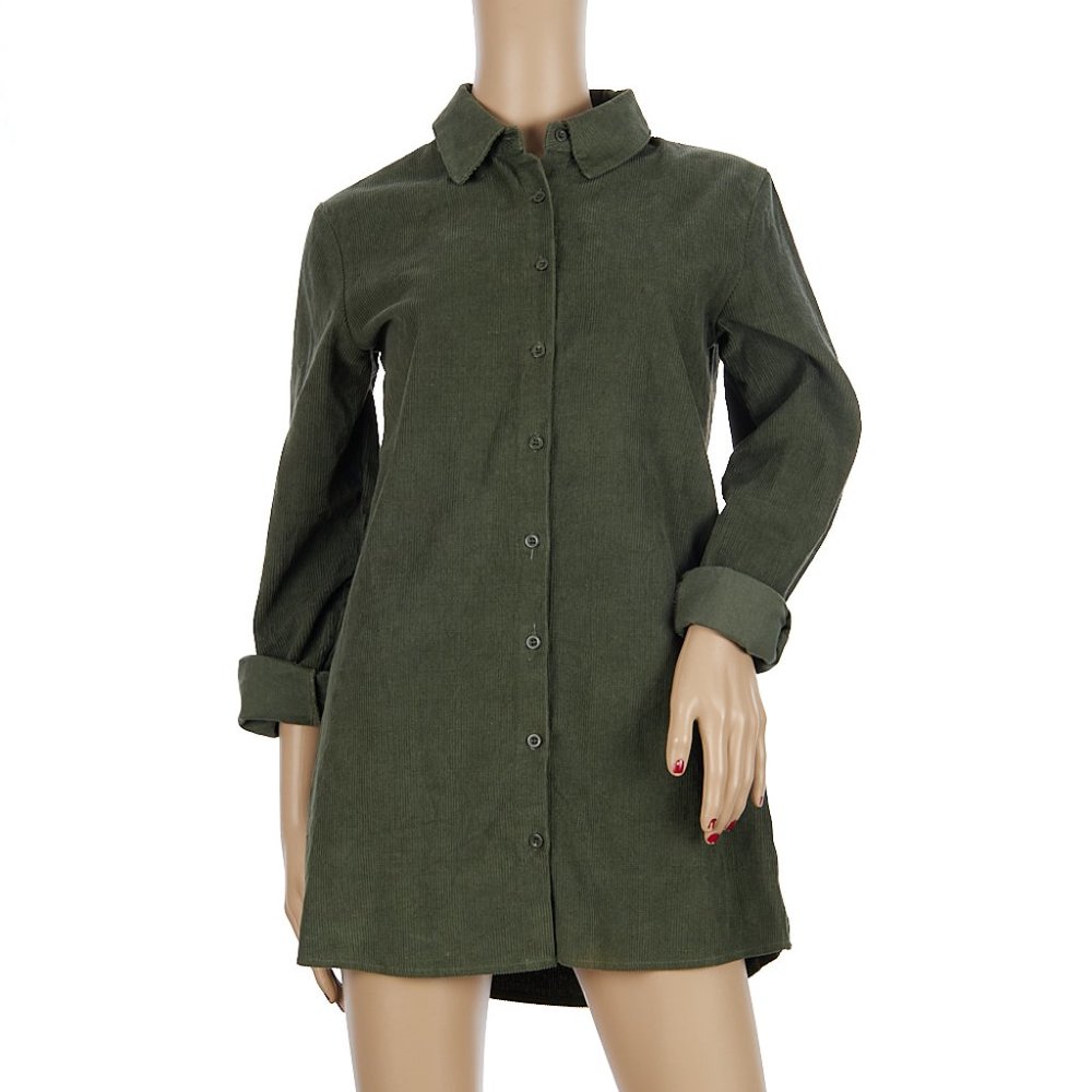 Bella Fiori x Princess Polly Collaboration Green Corduroy Button Down Shirt